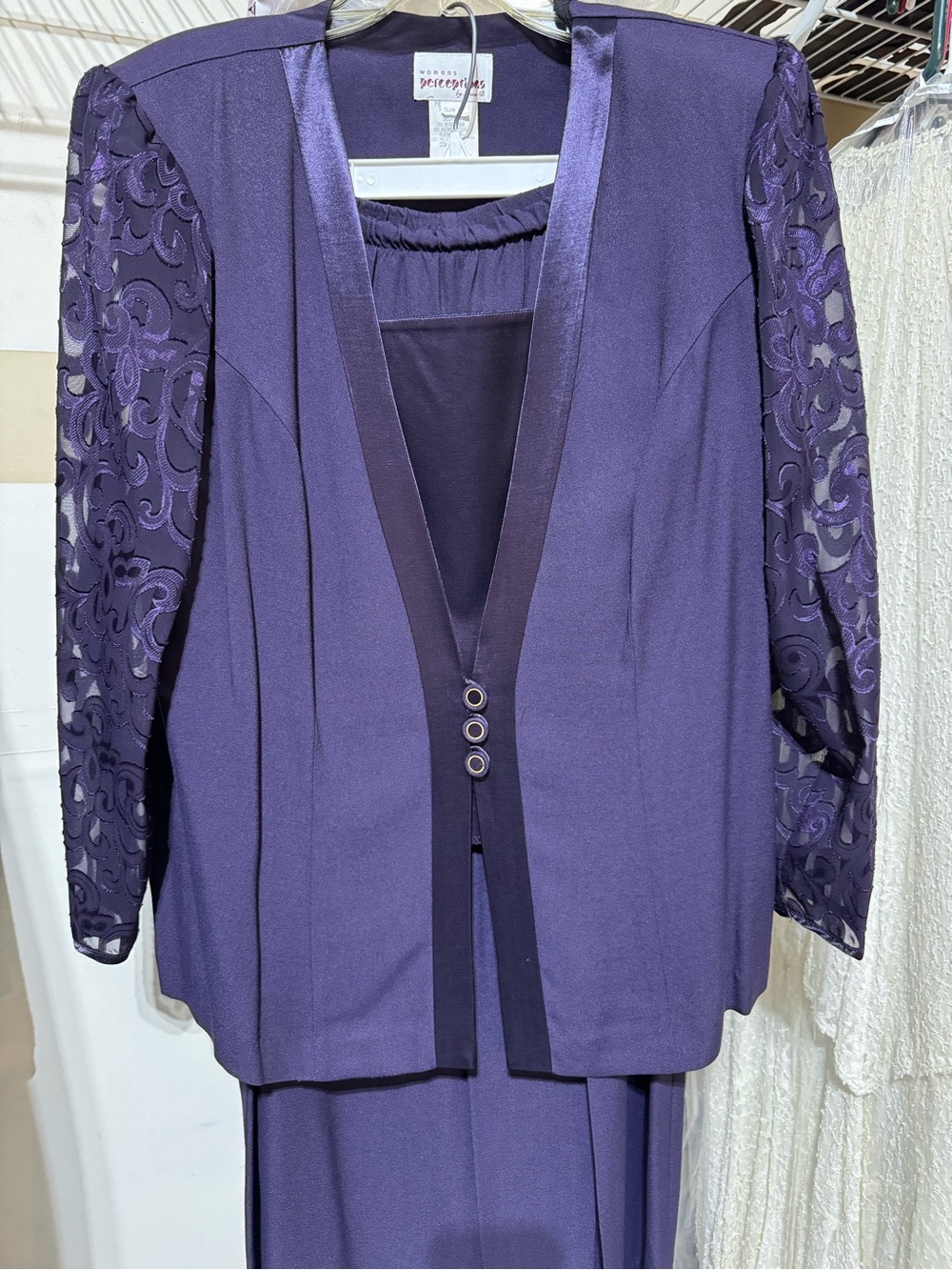 Perceptions by Irene B Purple Embroidered 2 Piece Skirt Suit Size 16